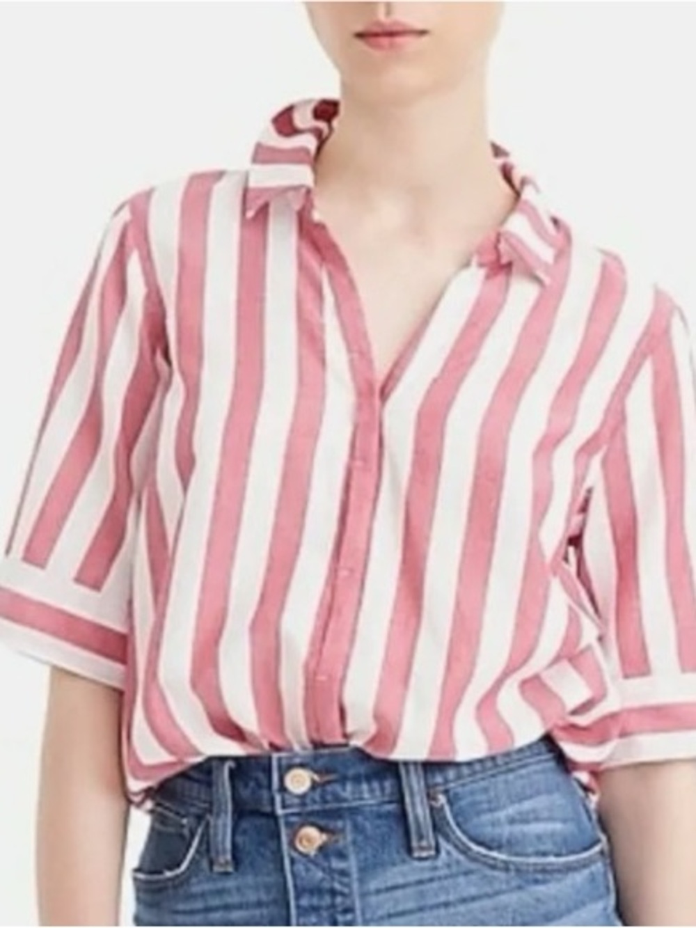 J.Crew Short Sleeve Button Up In Wide Res Stripe Size Small